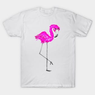 Flamingo Doodle Black T-Shirt